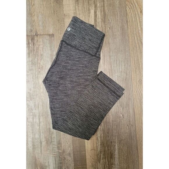 Lululemon Womens Size 4 Wunder Under High Rise Leggings Heathered Gray/blk - Picture 1 of 7